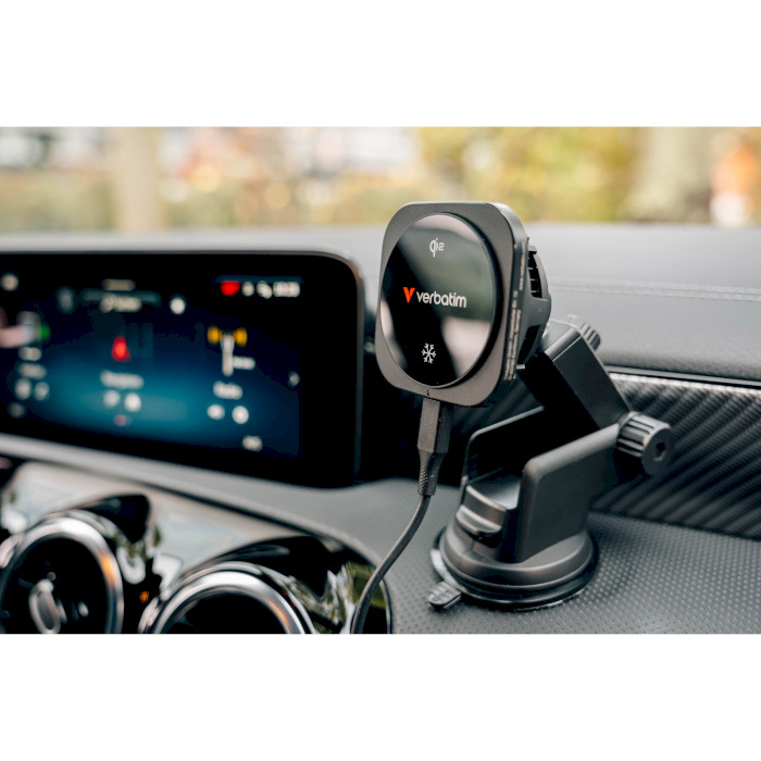 Автотримач з бездротовою зарядкою VERBATIM CND-02 Qi2 Charge 'N' Drive Magnetic Wireless Car Charger