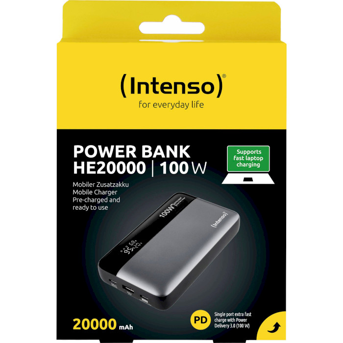 Повербанк INTENSO HE20000 2xUSB-C PD3.0, 1xUSB-A QC3.0 20000mAh Gray/Black (7350050)