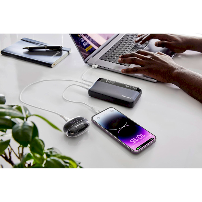 Повербанк INTENSO HE20000 2xUSB-C PD3.0, 1xUSB-A QC3.0 20000mAh Gray/Black (7350050)