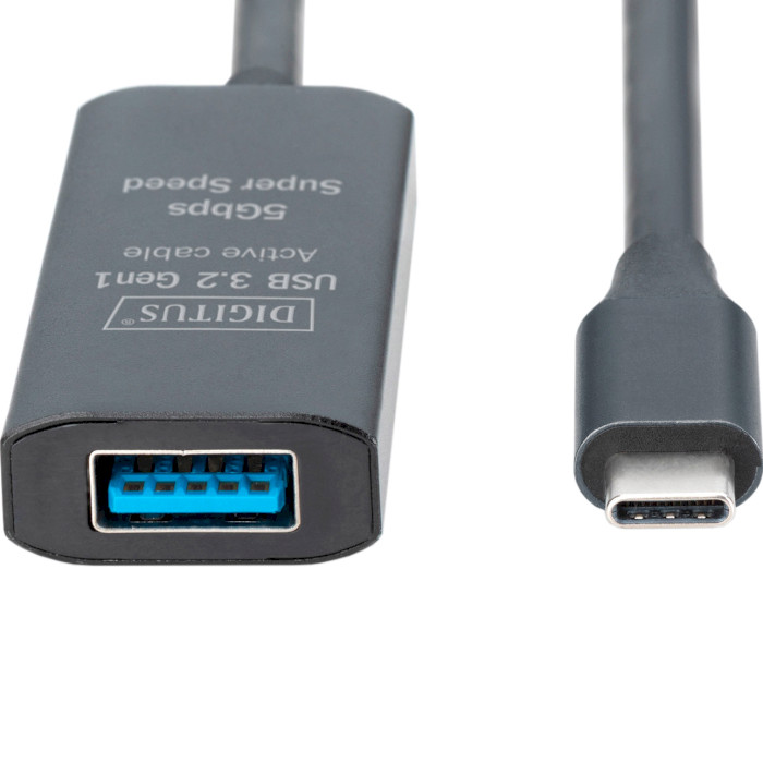 Кабель DIGITUS Active USB 3.2 Gen1 5G USB-C Male to USB-A Female Extension Cable 10м Black (DA-73111)