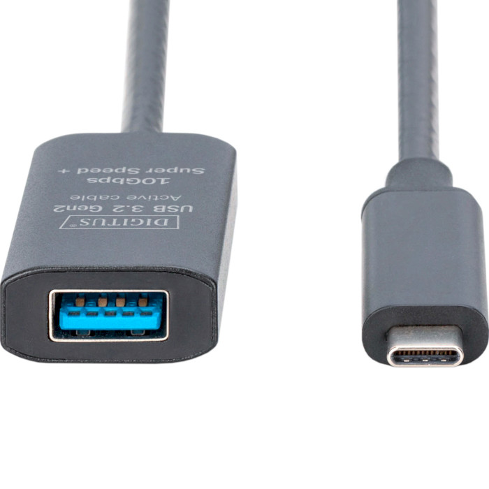 Кабель-удлинитель DIGITUS Active USB 3.2 Gen2 10G USB-C Male to USB-A Female Extension Cable 5м Black (DA-73113)