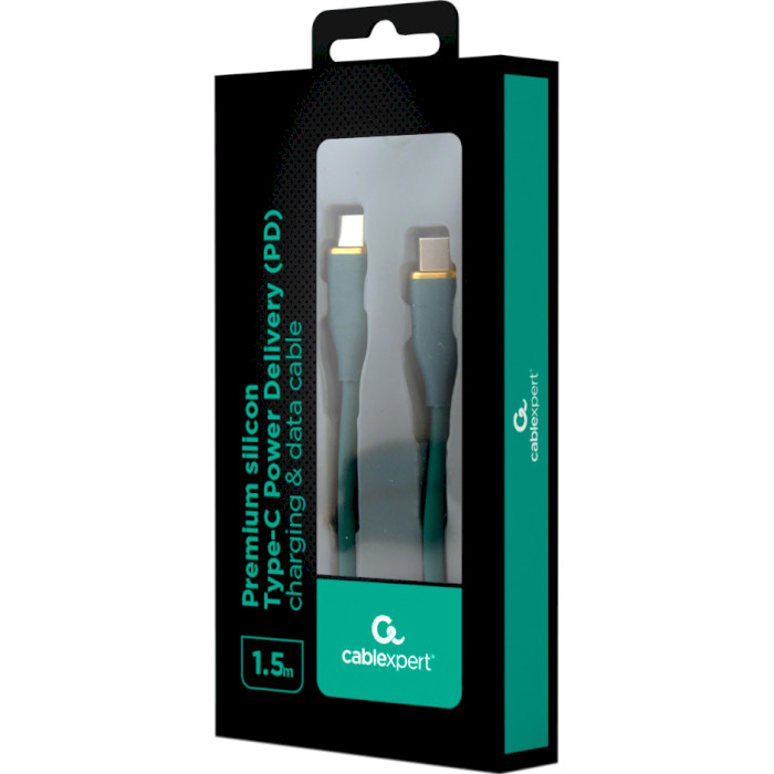 Кабель CABLEXPERT Premium Silicon Type-C to Type-C PD 60W 1.5м Midnight Green (CC-USB2S-CMCM-1.5M-G)