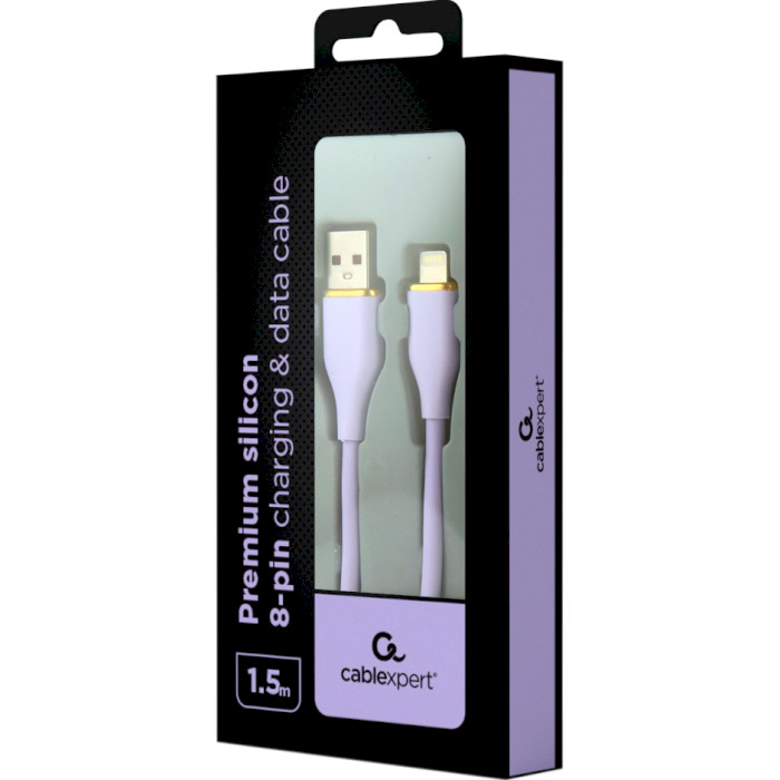 Кабель CABLEXPERT Premium Silicon USB-A to Lightning 1.5м Purple (CC-USB2S-AM8PM-1.5M-P)