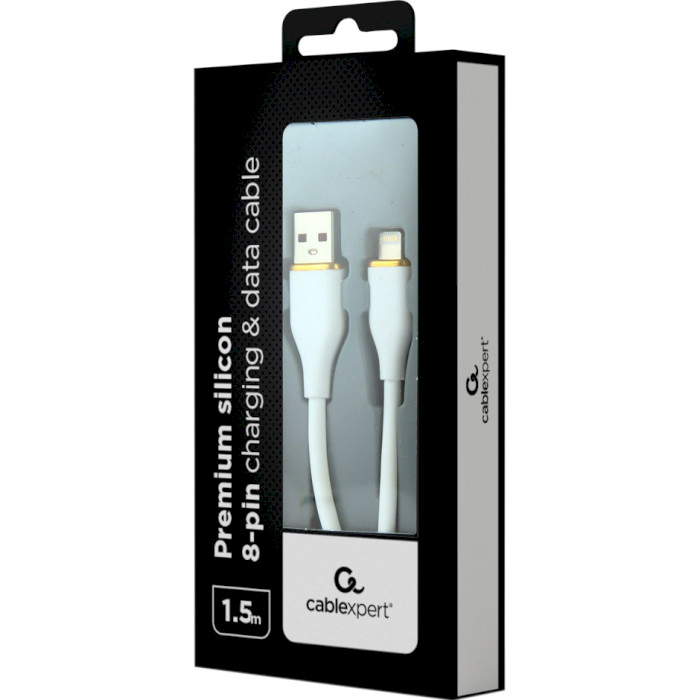 Кабель CABLEXPERT Premium Silicon USB-A to Lightning 1.5м White (CC-USB2S-AM8PM-1.5M-W)