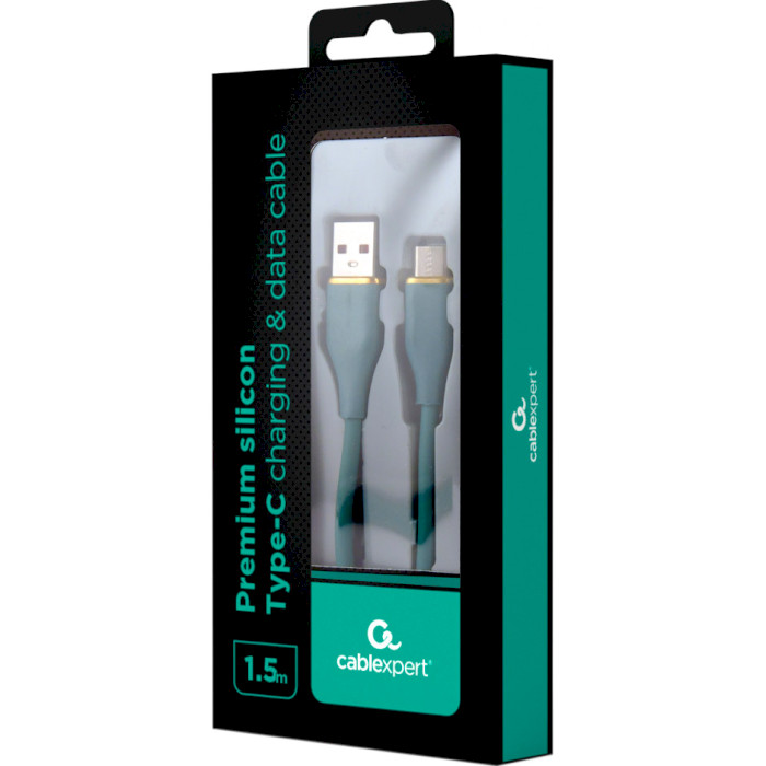 Кабель CABLEXPERT Premium Silicon USB-A to Type-C 1.5м Midnight Green (CC-USB2S-AMCM-1.5M-G)