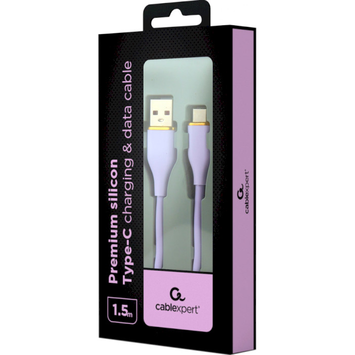 Кабель CABLEXPERT Premium Silicon USB-A to Type-C 1.5м Purple (CC-USB2S-AMCM-1.5M-P)