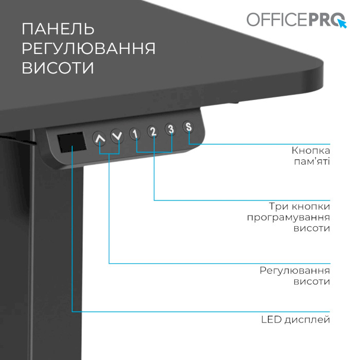 Компьютерный стол моторизированный OFFICEPRO ODE1260B Black