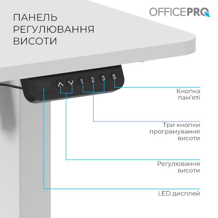 Компьютерный стол моторизированный OFFICEPRO ODE1260W White