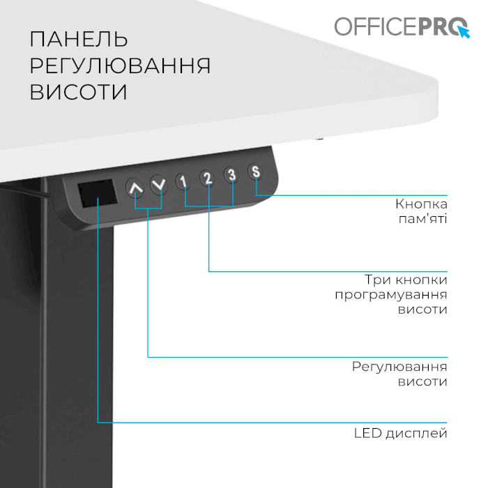 Компьютерный стол моторизированный OFFICEPRO ODE1260WB White/Black