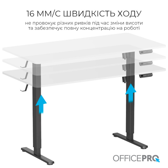 Комп'ютерний стіл моторизований OFFICEPRO ODE1470WB White/Black