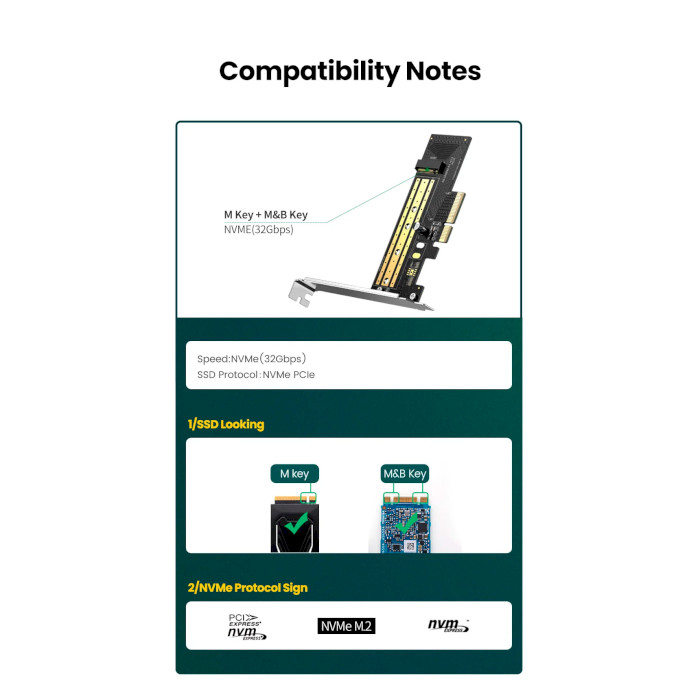 Адаптер UGREEN CM302 PCIe to M.2 Adapter