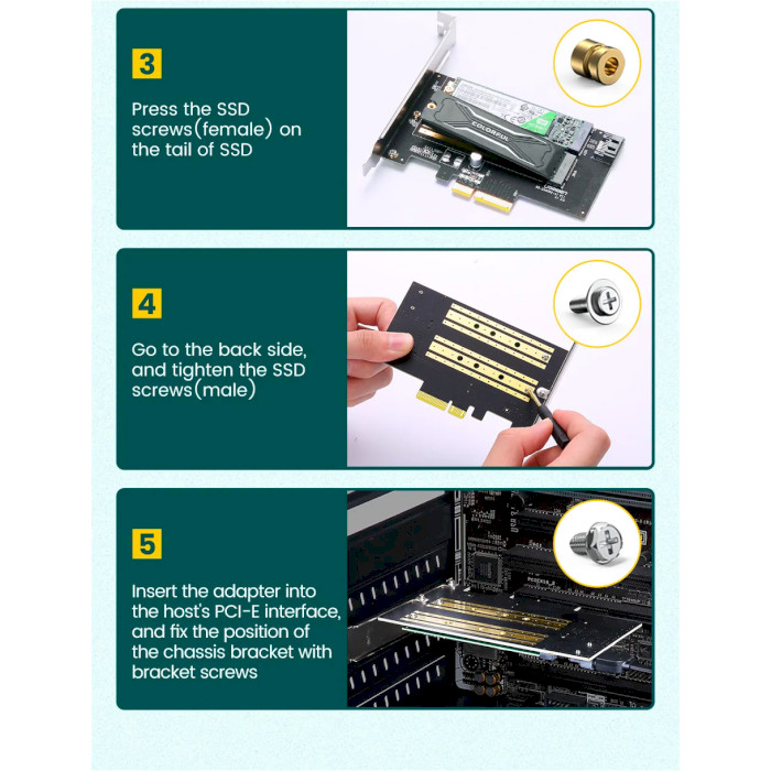 Адаптер UGREEN CM302 PCIe to M.2 Adapter NVMe & NGFF