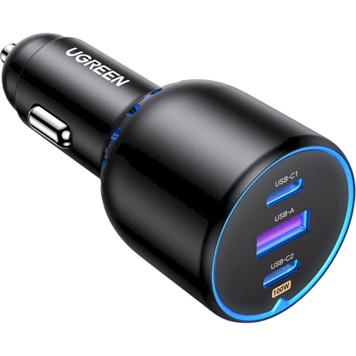 Автомобільний зарядний пристрій UGREEN CD293 130W 1xUSB-A, 2xUSB-C Car Charger Black (90413)