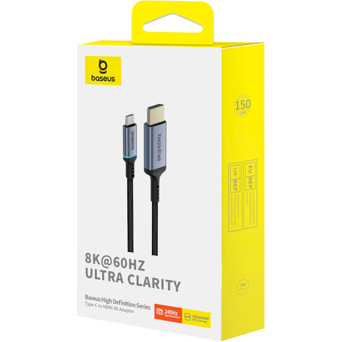 Кабель BASEUS High Definition Series Type-C to HDMI 8K Adapter Cable USB-C - HDMI 1.5м Black (B0063370G111-00)