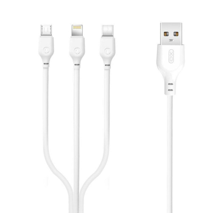 Кабель XO NB103 3-in-1 USB-A to Micro-USB/Type-C/Lightning 1м White