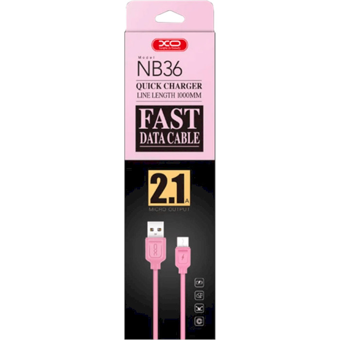 Кабель XO NB36 USB-A to Lightning 1м Pink