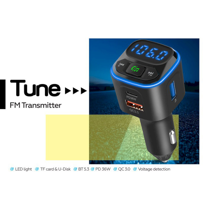 FM-трансмиттер GELIUS Tune GP-FMT051 Black