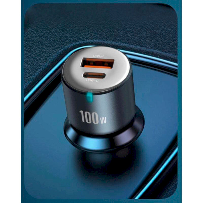 Автомобільний зарядний пристрій XO CC47 1xUSB-A, 1xUSB-C, 100W Car Charger Black (XO-CC47-BK)