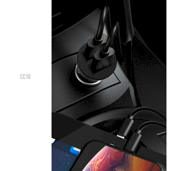 Автомобильное зарядное устройство XO CC18 2xUSB-A, 2.1A Car Charger Black (XO-CC18-BK)