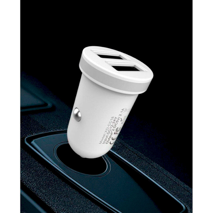 Автомобильное зарядное устройство XO CC18 2xUSB-A, 2.1A Car Charger White (XO-CC18-WH)