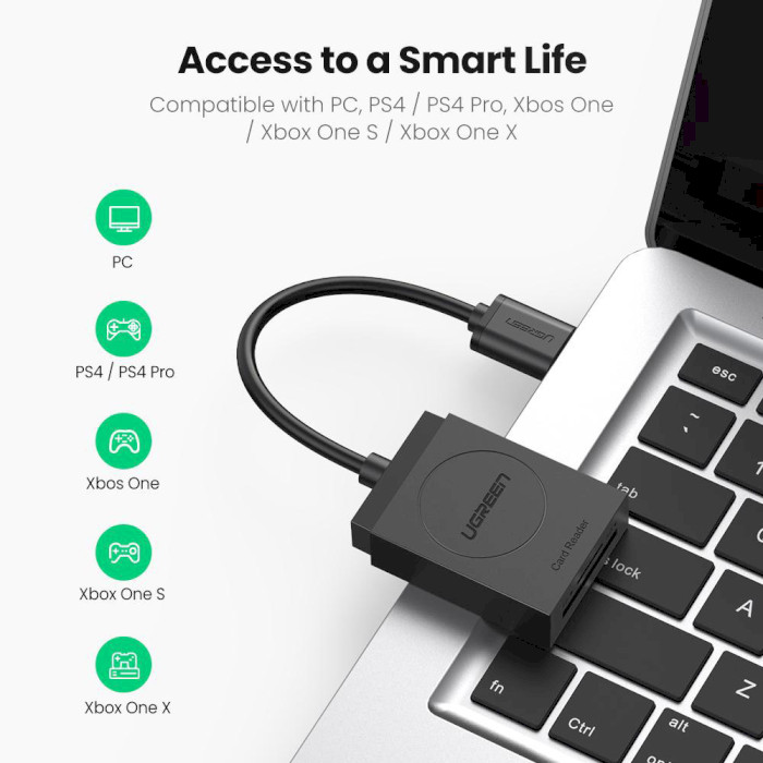 Кардридер UGREEN CR127 2-in-1 USB 3.0 SD/TF Card Reader (20250)