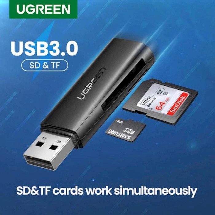 Кардридер UGREEN CM264 USB 3.0 Card Reader with SD/TF (60722)