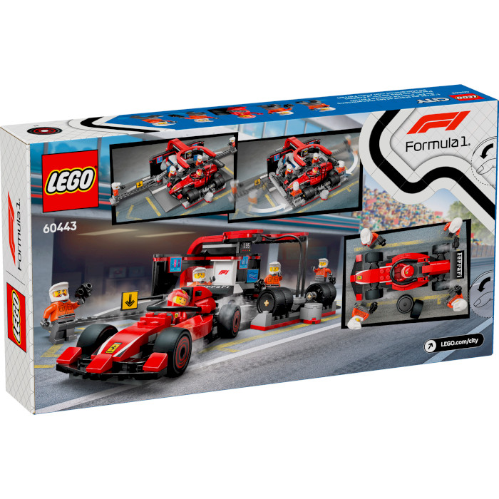 Конструктор LEGO City Пит-стоп и пит-экипаж F1 с болидом Ferrari 322дет. (60443)