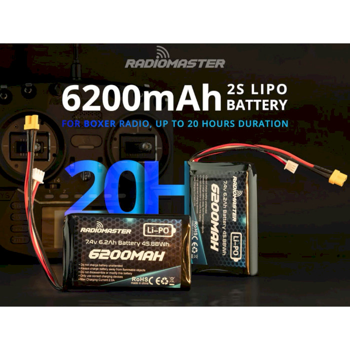 Аккумулятор RADIOMASTER 2S 7.4V 6.2Ah 45.99Wh Li-Po Battery 6200mAh