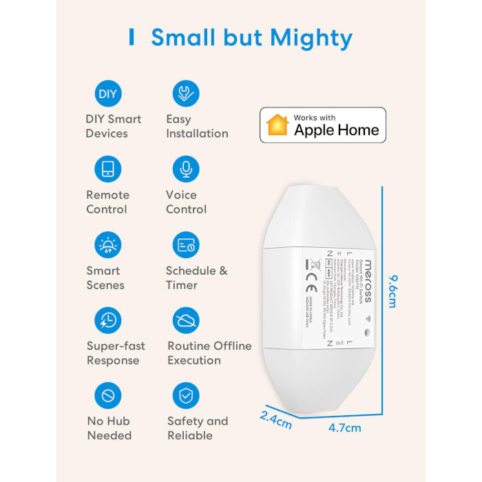 Розумний Wi-Fi перемикач (реле) MEROSS MSS710HK-UN