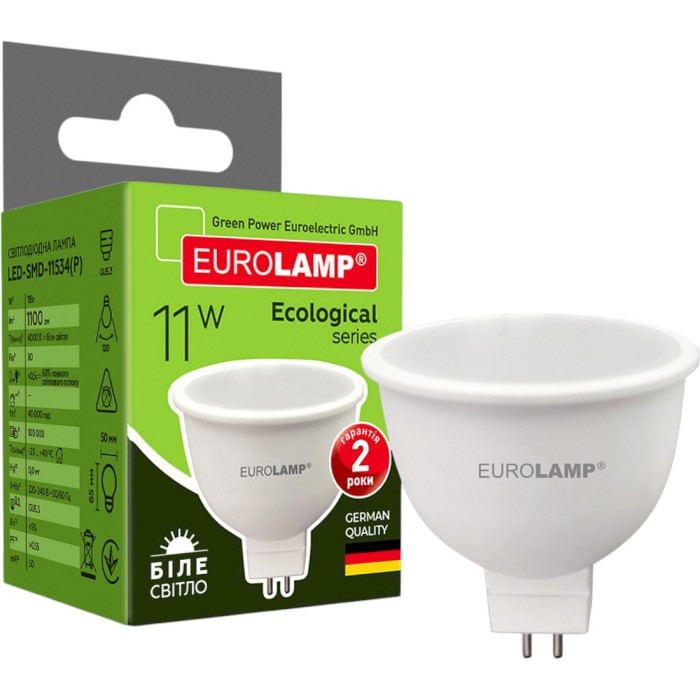 Лампочка LED EUROLAMP MR16 GU5.3 11W 4000K 220V (LED-SMD-11534(P))