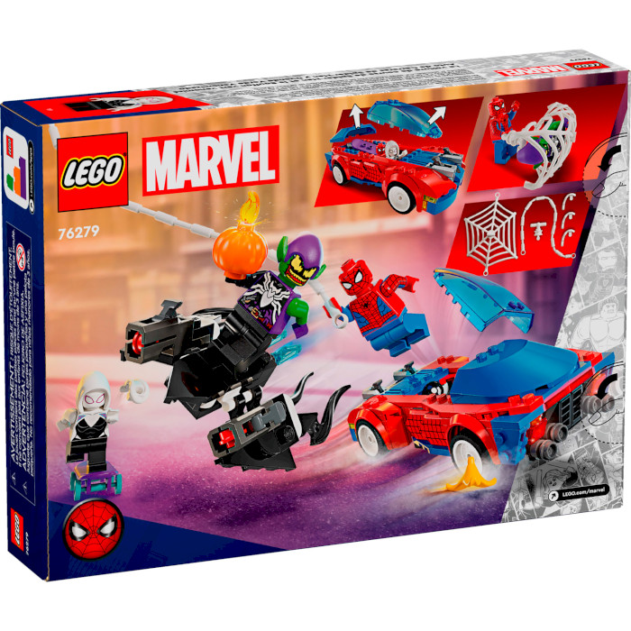 Конструктор LEGO Super Heroes Marvel Гоночный автомобиль Человека-Паука и Зелёный Гоблин с ядом Венома 227дет. (76279)