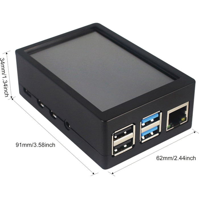 Корпус із дисплеєм 52PI ABS Case with 3.5" 480x320 Resistive Touch Screen TFT Display for Raspberry Pi 4B (K-0403)