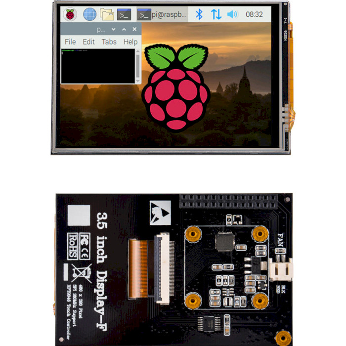 Корпус із дисплеєм 52PI ABS Case with 3.5" 480x320 Resistive Touch Screen TFT Display for Raspberry Pi 4B (K-0403)