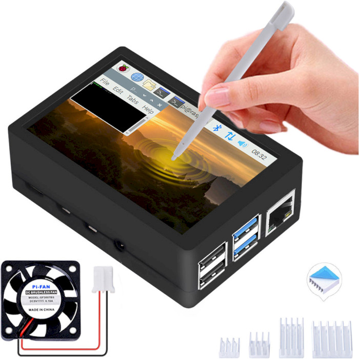 Корпус із дисплеєм 52PI ABS Case with 3.5" 480x320 Resistive Touch Screen TFT Display for Raspberry Pi 4B (K-0403)