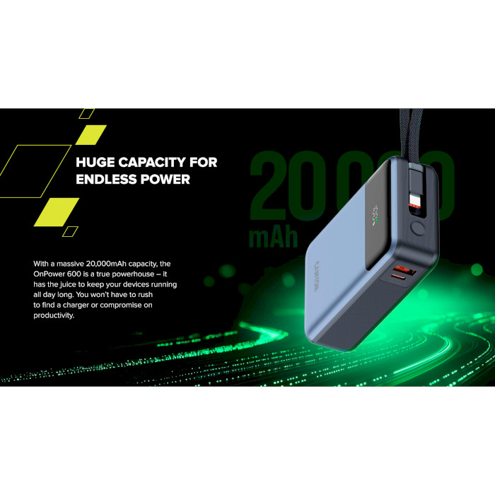 Повербанк CANYON OnPower 600 20000mAh Dark Gray