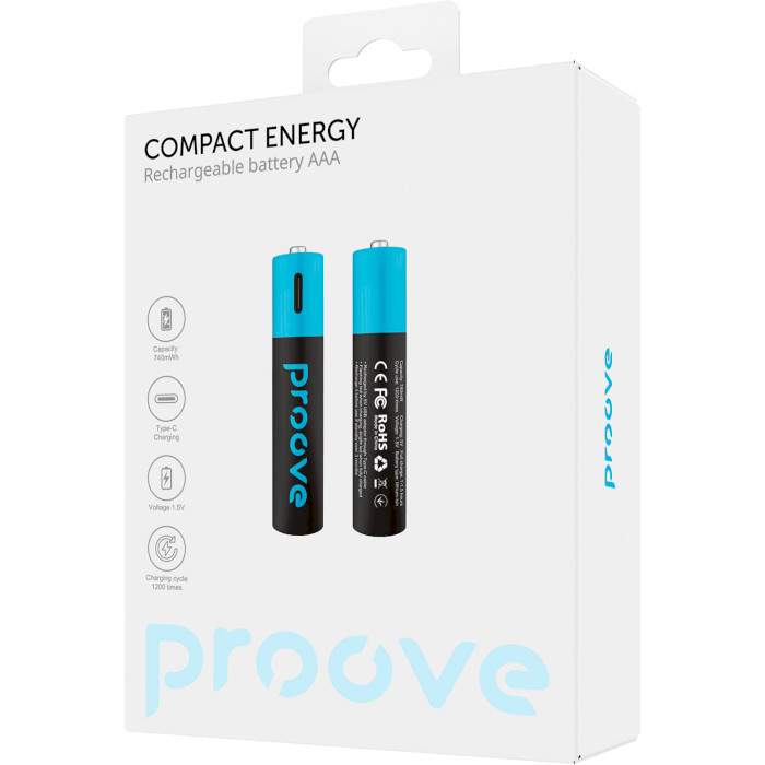 Аккумулятор PROOVE AAA 493mAh, USB-C зарядка 2шт/уп