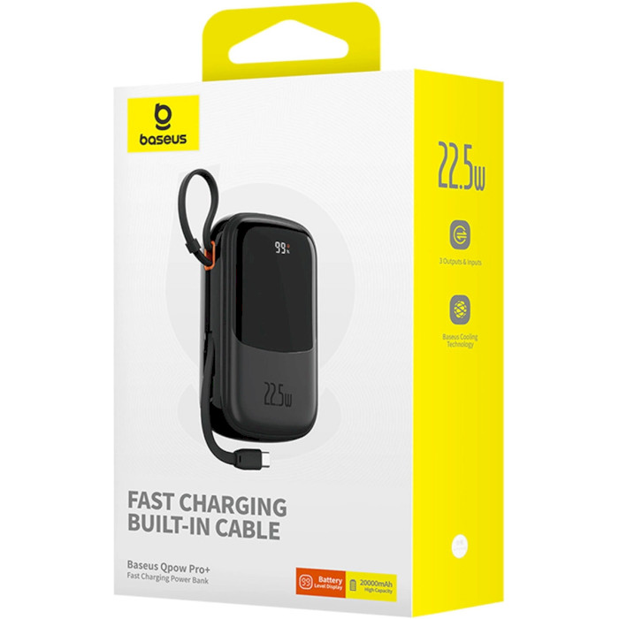 Повербанк BASEUS Qpow Pro+ Digital Display Fast Charge 22.5W 20000mAh Black (P10067103113-00)