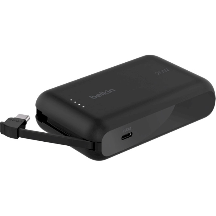 Повербанк BELKIN Boost Charge USB-C PD Power Bank 10K with Integrated Cable 10000mAh Black (BPB021HQBK)