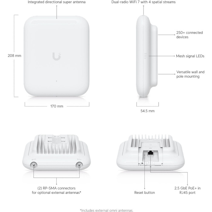 Точка доступу UBIQUITI UniFi U7 Outdoor (U7-OUTDOOR)