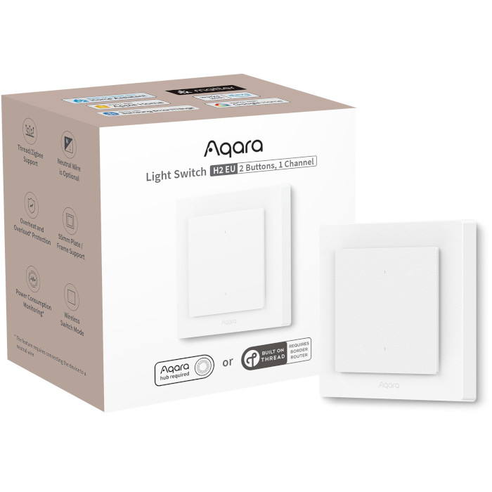 Розумний вимикач AQARA Light Switch H2 1-Channel 2-Buttons (WS-K07D)