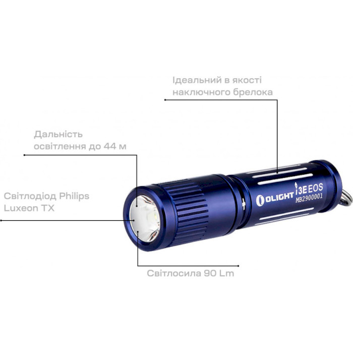 Ліхтар-брелок OLIGHT I3E EOS Regal Blue