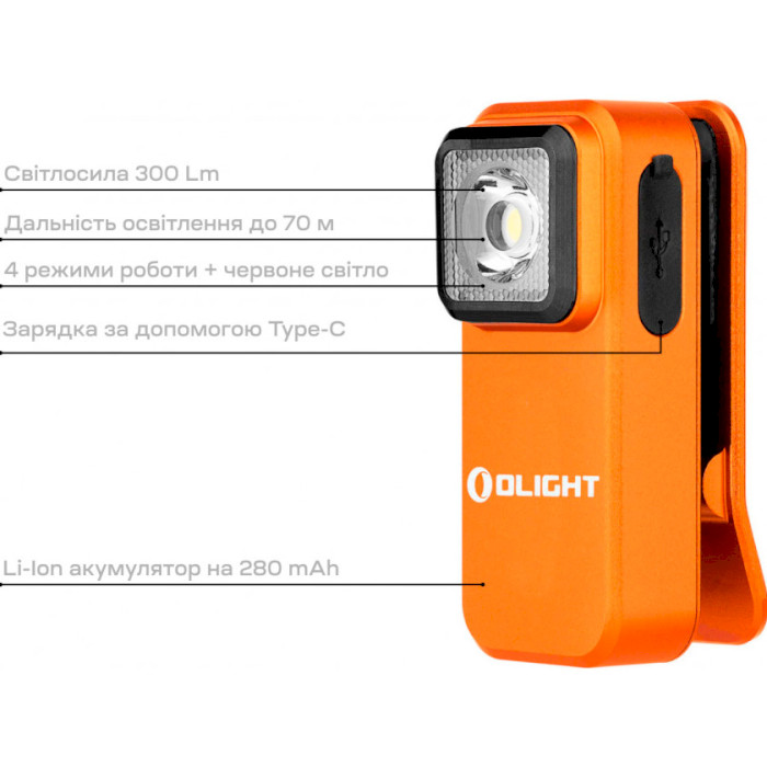 Ліхтар-брелок OLIGHT Oclip Orange