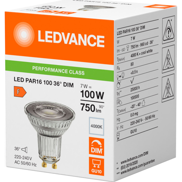 Лампочка LED LEDVANCE Perfomance MR16 GU10 7W 4000K 220V