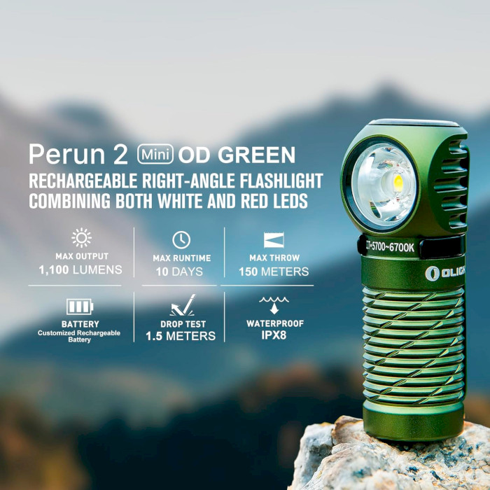 Ліхтар налобний OLIGHT Perun 2 Mini OD Green