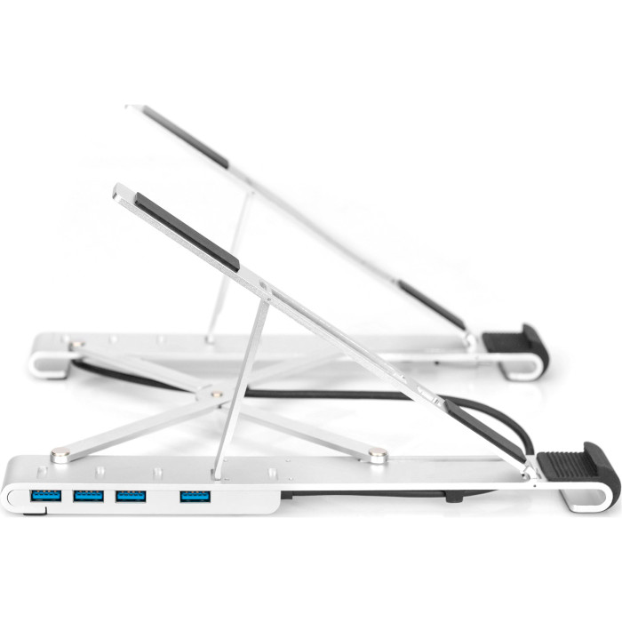 Подставка для ноутбука DIGITUS Variable Notebook Stand with Integrated USB-C Hub, 5 Port Silver