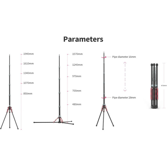 Штатив ULANZI MT-49 Carbon Fiber Portable Light Stand/Camera Tripod (UV-2784)