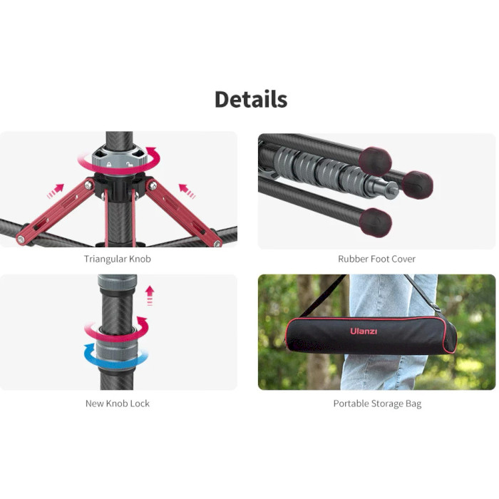 Штатив ULANZI MT-49 Carbon Fiber Portable Light Stand/Camera Tripod (UV-2784)