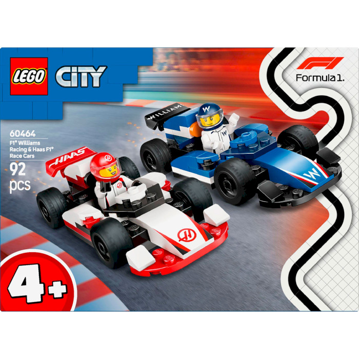 Конструктор LEGO City F1 Автомобили для гонок F1 команд Williams Racing и Haas F1 92дет. (60464)