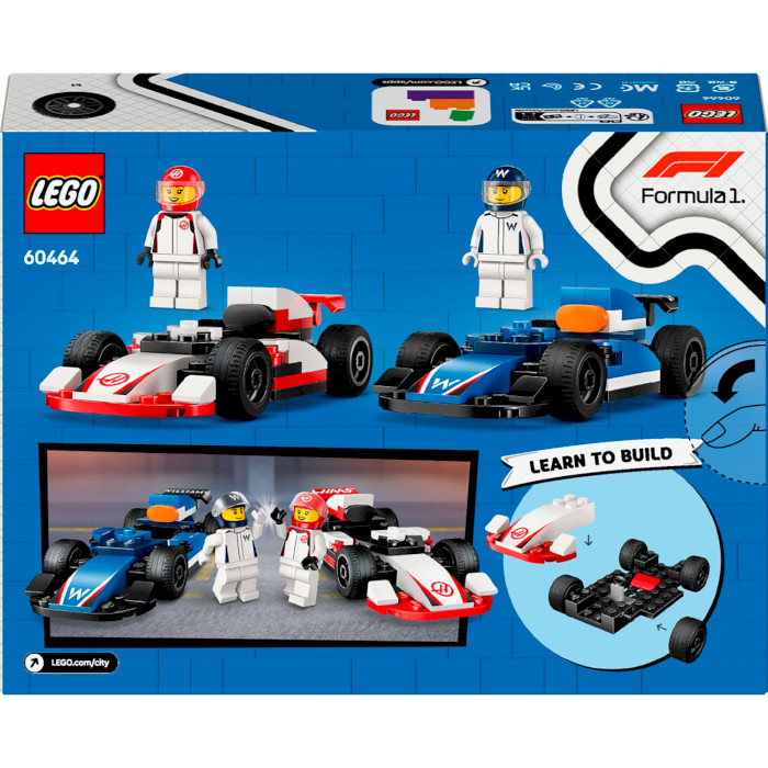 Конструктор LEGO City F1 Автомобили для гонок F1 команд Williams Racing и Haas F1 92дет. (60464)