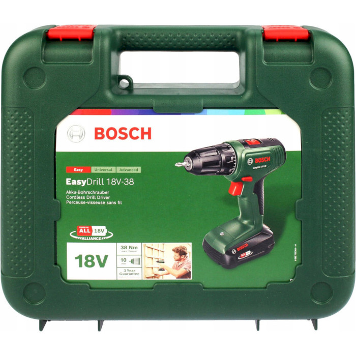 Аккумуляторная дрель-шуруповёрт BOSCH EasyDrill 18V-38 + АКБ 2Ah, ЗУ, кейс (0.603.9D8.003)